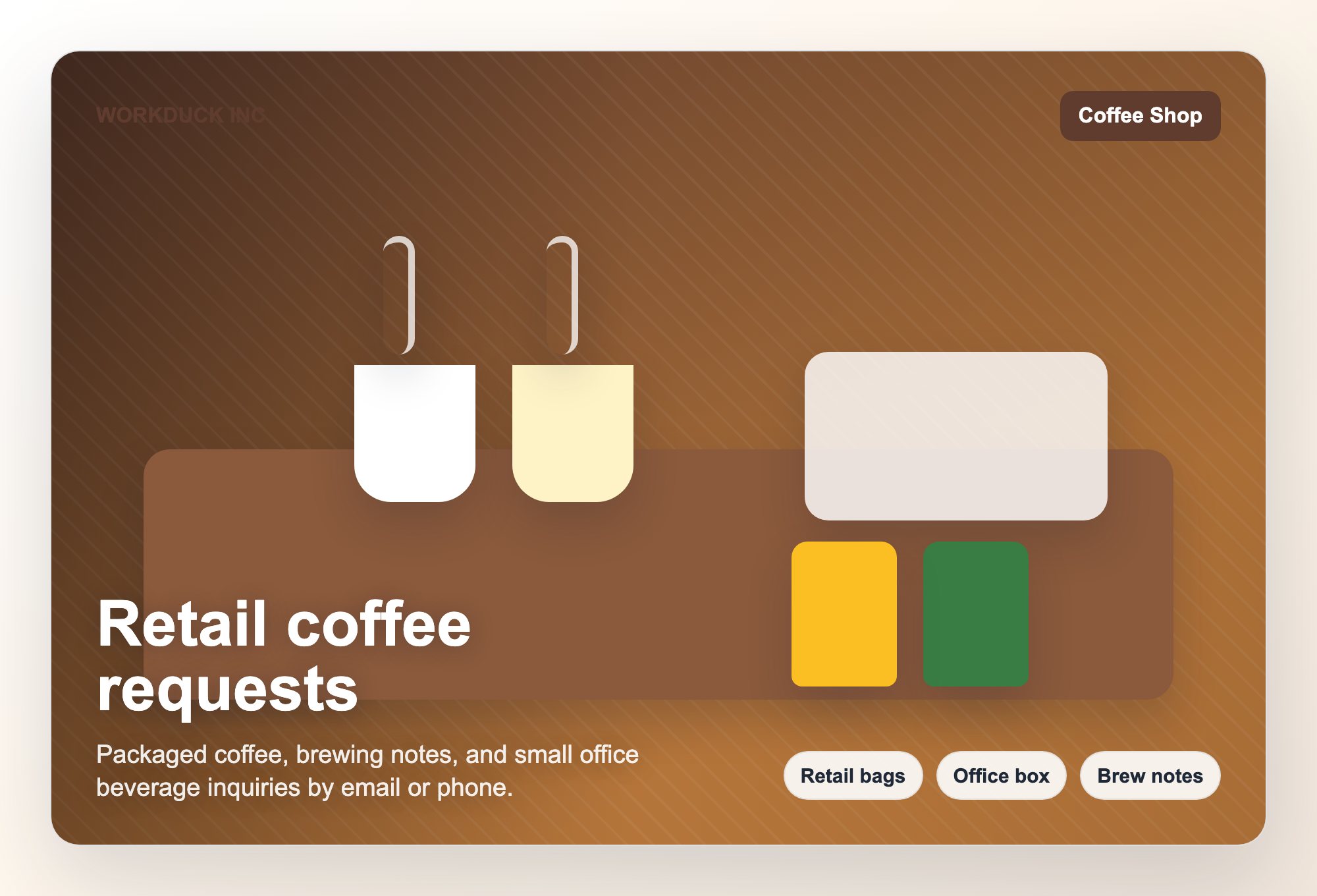 Retail coffee requests visual for WORKDUCK INC